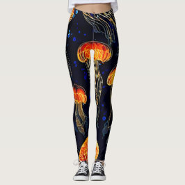 Legging Arte de águas-vivas oceânicas brilhante