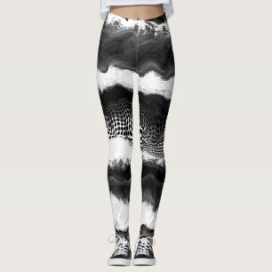 Legging Arte de alusão Abstrato preto e branco