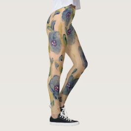 Legging Arte de Aquarela Azul Flor