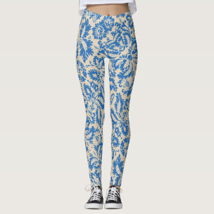Legging Arte de Azulejo Floral Azul Veneziano de William M