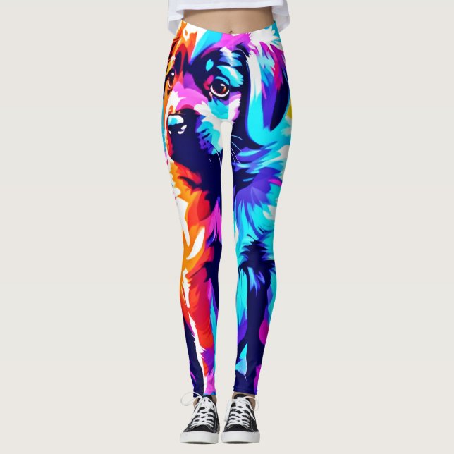 Legging Arte de Cachorro com Cores de Arco-Íris (Frente)