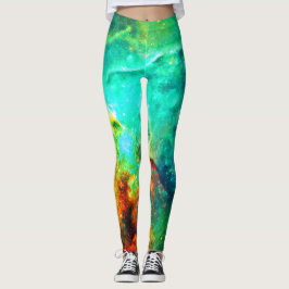 Legging Arte de Canvas de Galáxias Vibrante