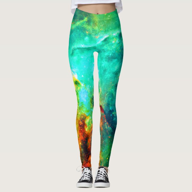 Legging Arte de Canvas de Galáxias Vibrante (Frente)