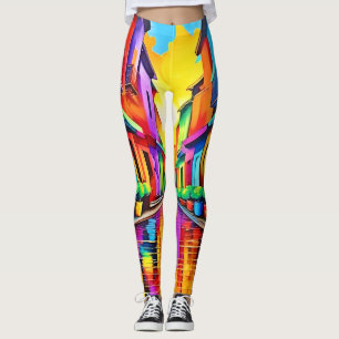Legging Arte de Cena de Rua Colorida