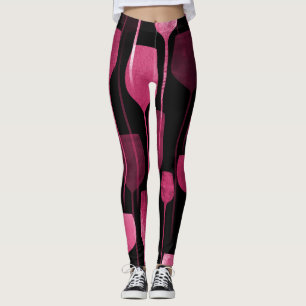 Legging Arte de Colagem: Padrão de Bebidas Festas.