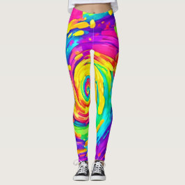 Legging Arte de Coloração Espiral Vibrante