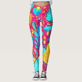 Legging Arte de Coração Floral Vibrante