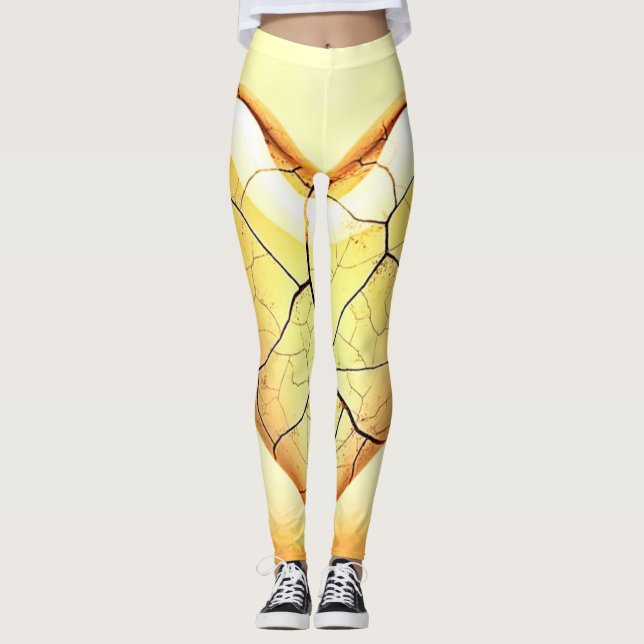 Legging Arte de Coração Rachado Dourado (Frente)