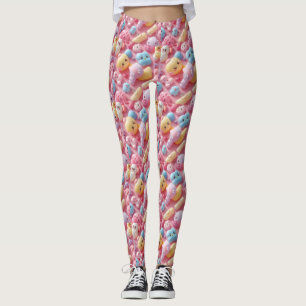 Legging Arte de Criatura de Brinquedo Pastel Kawaii