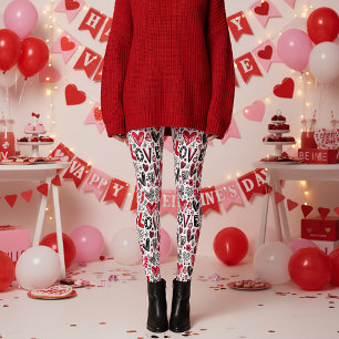 Legging Arte de doodle do dia dos namorados amor e coraçõe