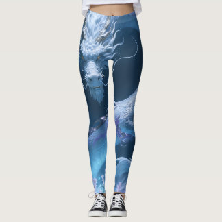 Legging Arte de Dragão Aquático Chinês com Projeto de Fant
