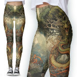 Legging Arte de Dragão de Árvore Chinês Verde e Laranja<br><div class="desc">Leggings deliciosas de dragões de árvores laranja e verde chineses,  que parecem uma tatuagem fabulosa nas pernas,  mas são tão incomuns que certamente provocam atenção.</div>