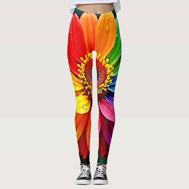 Legging Arte de Flor Pétala Arco-íris (Frente)