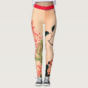 LEGGING ARTE DE FLORES JAPONÊS IMPRESSA PERNAS