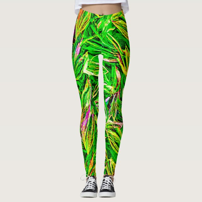Legging Arte de Folha Texturizada (Frente)