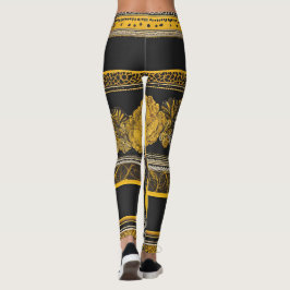 Legging Arte de Girassol preto e amarelo