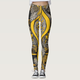 Legging Arte de Girassol preto e amarelo