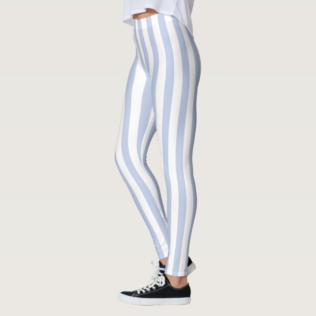 Legging Arte de Listra Vertical Azul Branco Suave (Esquerda)