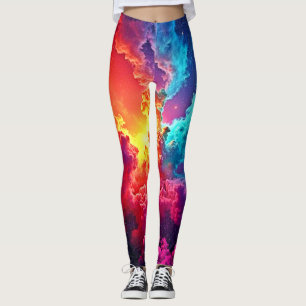 Legging Arte de Nebulosa Vibrante: Arte de Cor Cósmica