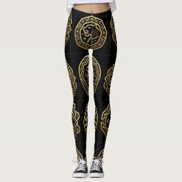 Legging Arte de Padrão de Glifo Sombra de Jaguar