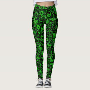 Legging Arte de Padrão Folclórico Escandinavo Nórdico