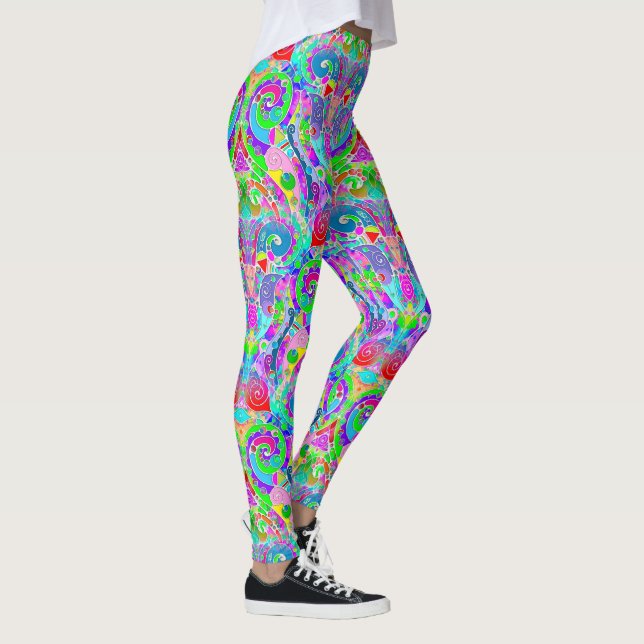 Legging Arte de Padrão Pintado à Mão e Digitalmente 22 (Direita)