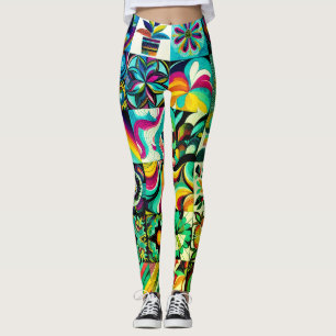 Legging Arte de Patchwork Abstrato Par de Moderno Personal