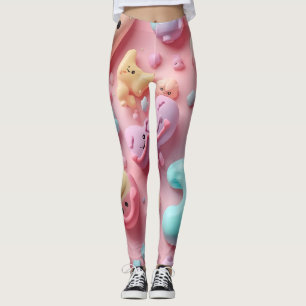 Legging Arte de Personagem de Doce Pastel Kawaii