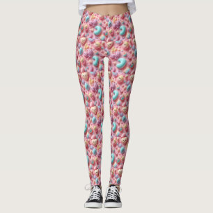 Legging Arte de Personagem de Doce Pastel Kawaii