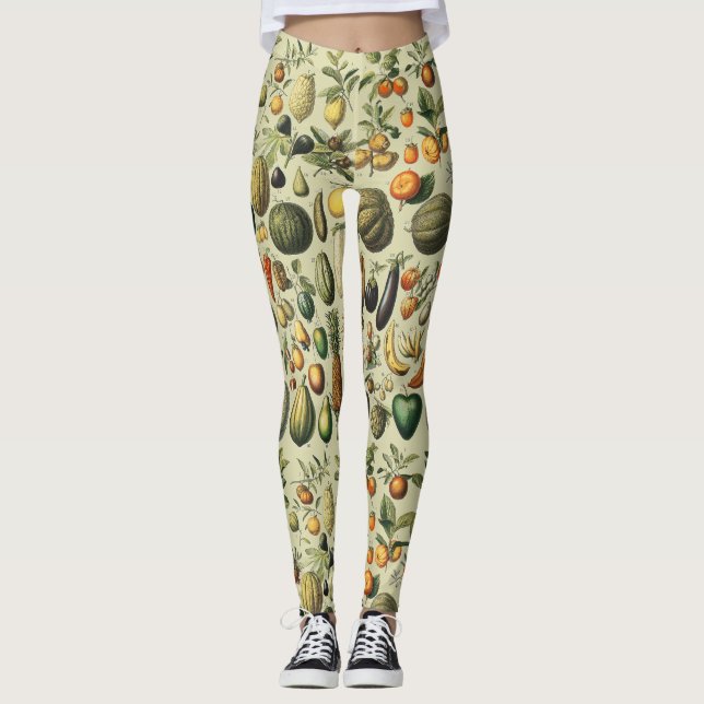 Legging Arte de Poster de Frutas Botânicas Francesas Vinta (Frente)
