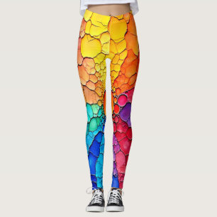 Legging Arte de Redemoinho de Roda de Cores Abstratas