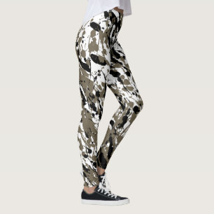 Legging Arte de respingo e gotejamento marrom e preto
