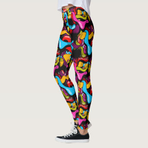 Legging Arte de Rua Hip Hop Colorida com Neon Grafite