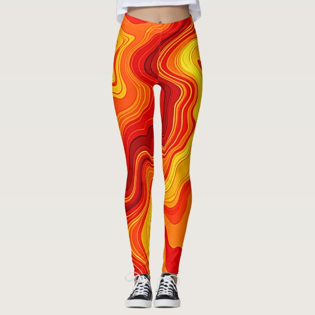 Legging Arte de Topografia Abstrata Ardente (Frente)