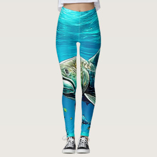 Legging Arte de Tubarão Predador Oceânico