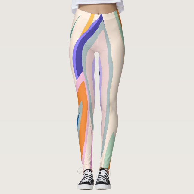 Legging Arte de Verão: Padrão de Colagem Criativa (Frente)
