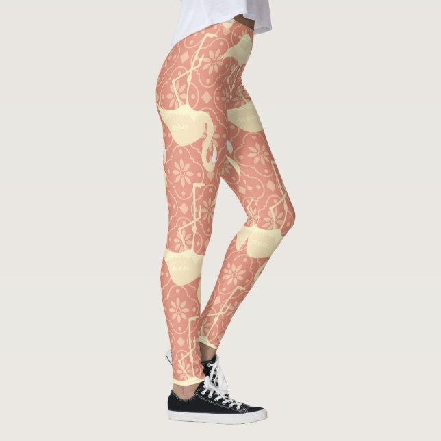 Legging Arte deco inspirou o flamingo melon colorido (Direita)