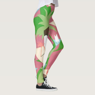 Legging Arte Deco Vintage Jazz Pochoir Palmeiras e Pássaro