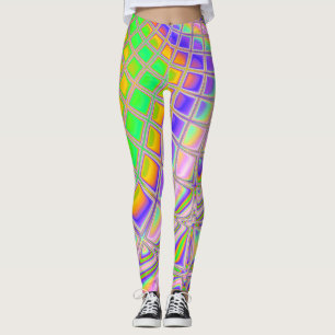 Legging Arte Digital Fractal Abstrato Trippy Groovy Vibran