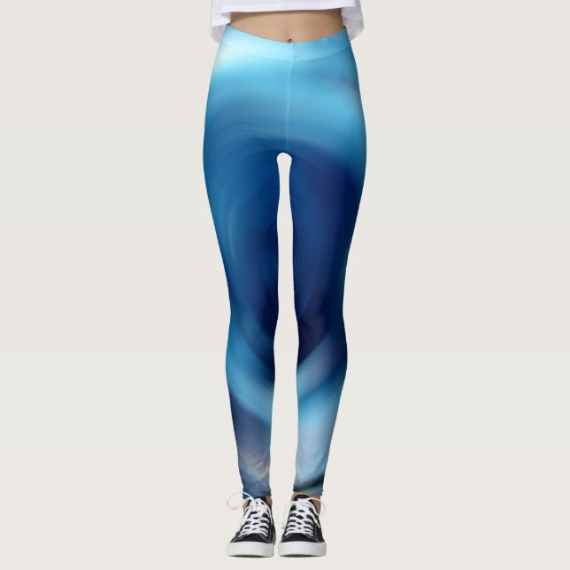 Legging Arte Digital Gradiente Azul Espiral abstrato (Frente)