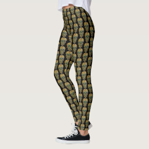 Legging Arte do Crânio do Açúcar, Dia dos Mortos