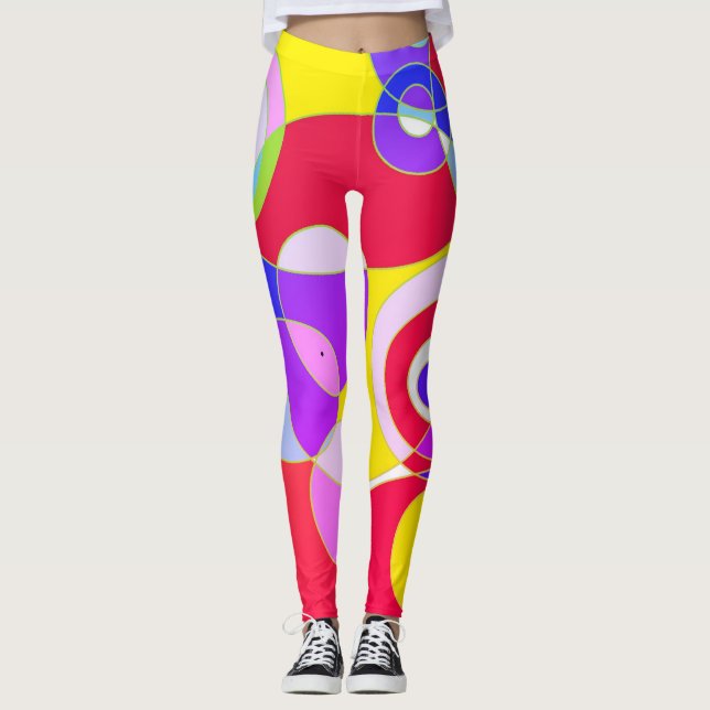 Legging Arte do padrão de cores geométricas (Frente)