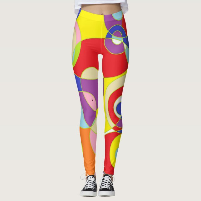 Legging Arte do padrão de cores geométricas (Frente)