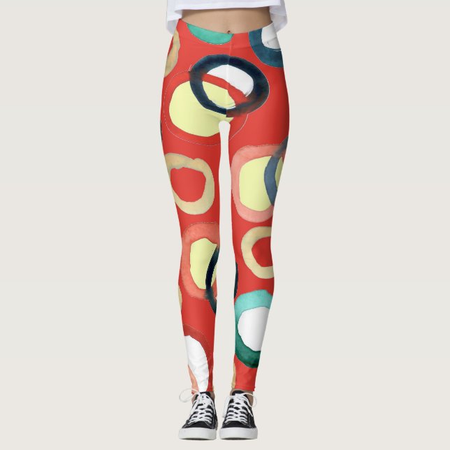 Legging Arte em Segundo Plano do Vivid Aquarelle Abstrato (Frente)