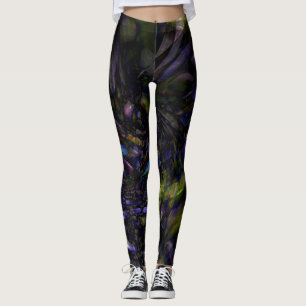 Legging Arte em Vidro Abstrata Funky Colorido Moderno Glam