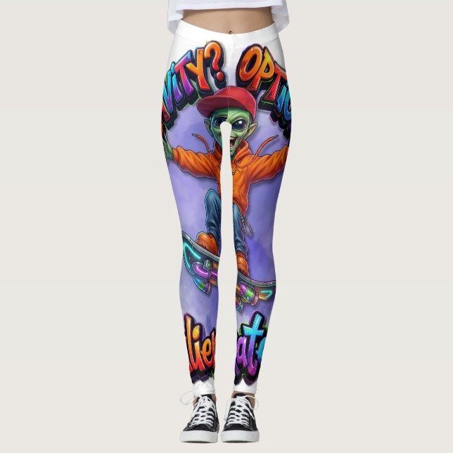 Legging Arte Espacial de Hoverboard de Alien Skater com Gr (Frente)