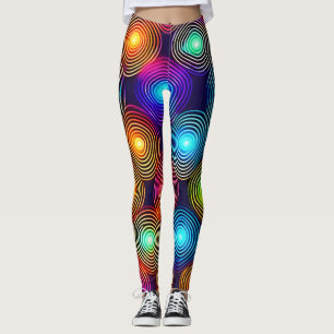 Legging Arte Espiral Vibrante de Abstrato multicolores