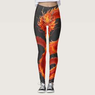 Legging Arte Fantasia de Dragão de Fogo, Criatura Mítica