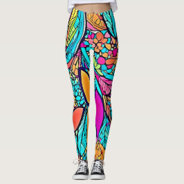 Legging Arte Floral Abstrata Colorida