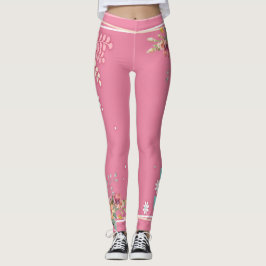 Legging Arte Floral Cor-de-Tom Ligeiro, Cor-de-Rosa, Elega